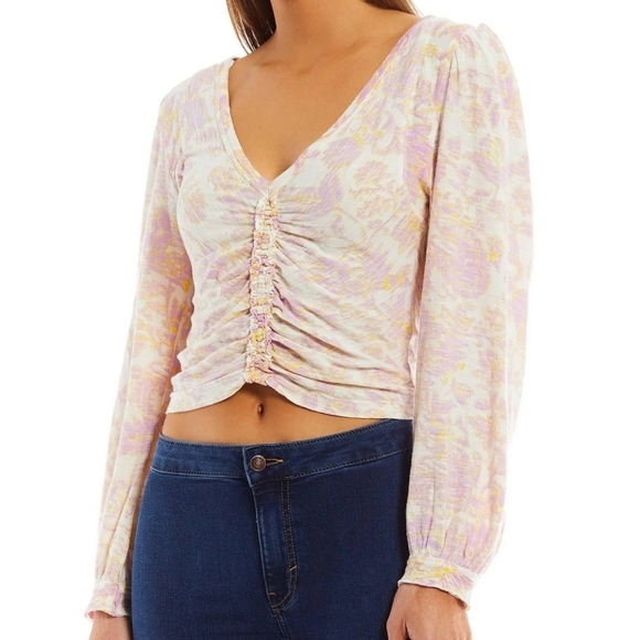 Free People Say The World Long Sleeve Blouse Floral - Picture 1 of 8